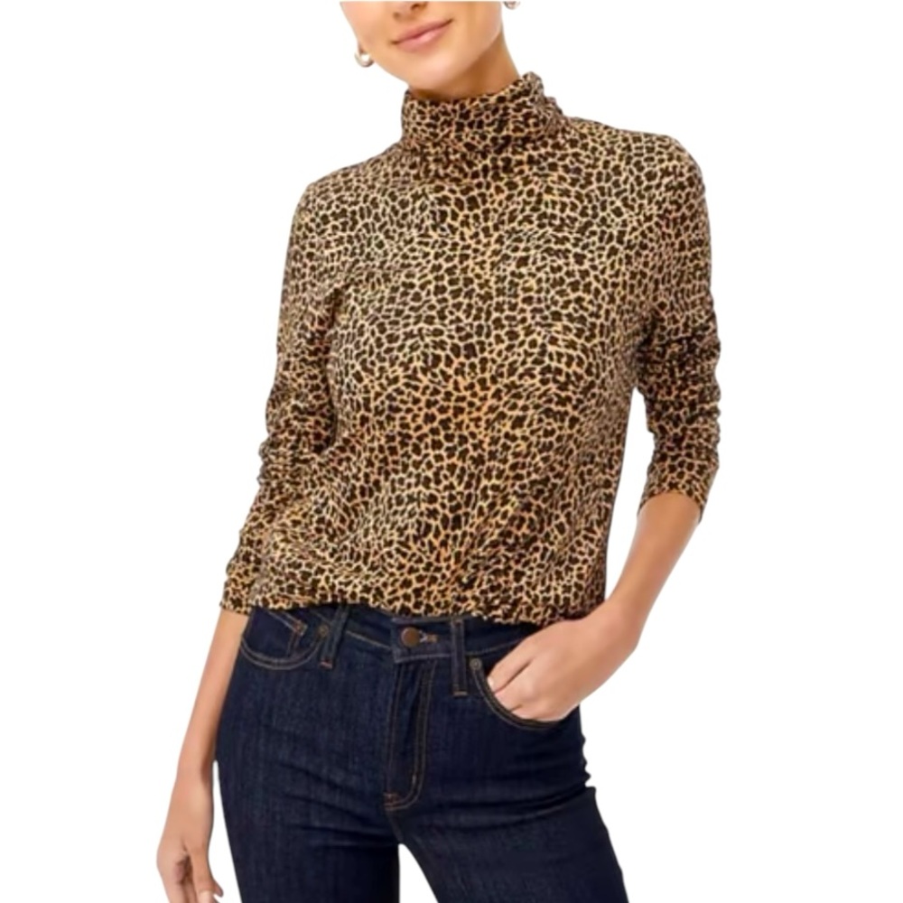 J. Crew Factory Tissue leopard turtle neck size small